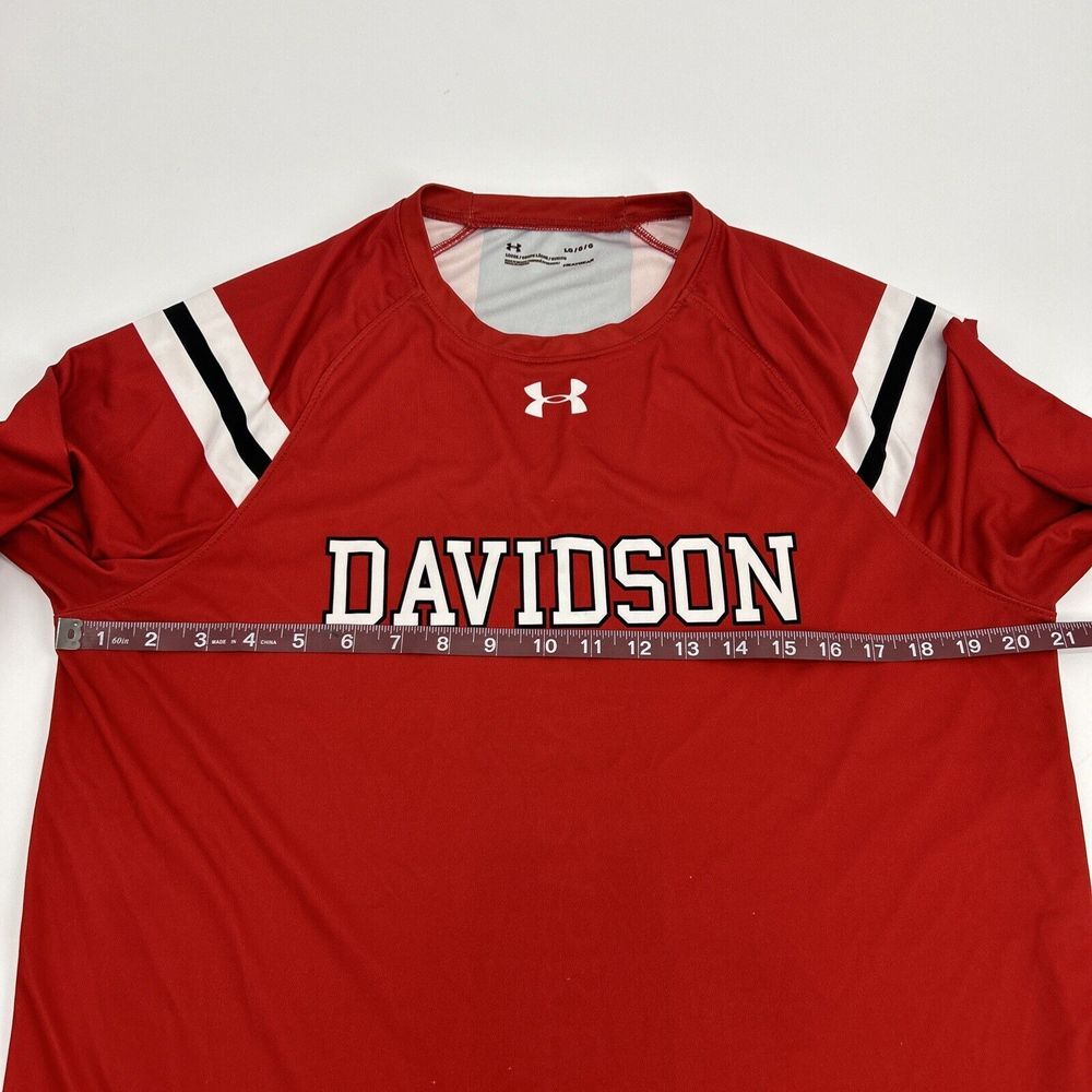 Davidson Wildcats Shirt Mens L Red Under Armour Long Sleeve Crew Neck Basketball - Picture 10 of 11